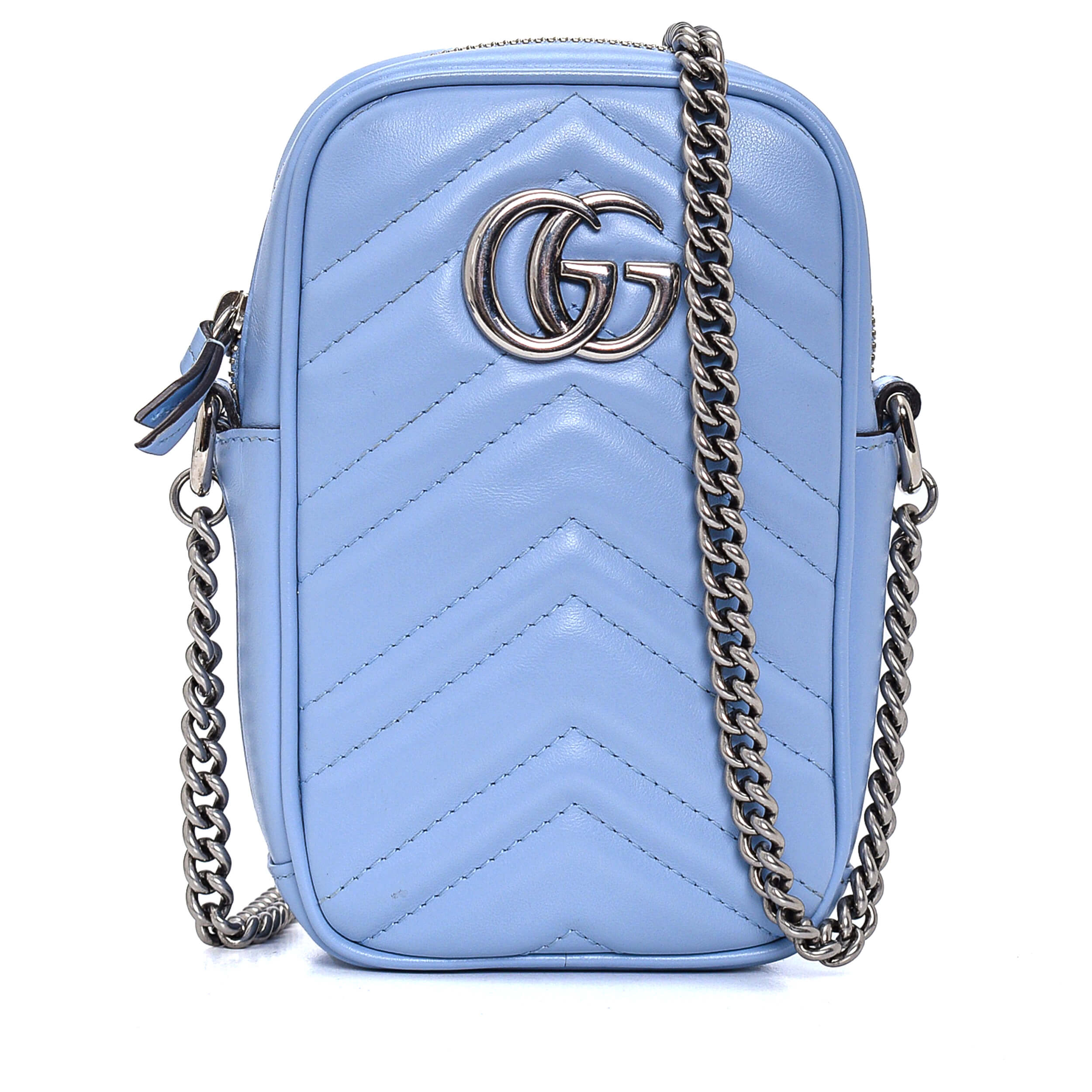 Gucci - Baby Blue GG Marmont Matelasse Phone Bag